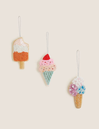 An Image of M&S 3 Pack Hanging Ice Cream Decorations