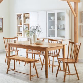 An Image of Maddox Dining Table with Loxwood Chairs and Bench Oak
