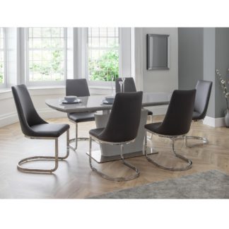 An Image of Como High Gloss Extendable Dining Table with 6 Dining Chairs Grey