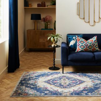 An Image of Bright Traditional Rug Blue