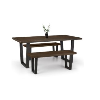 An Image of Brooklyn Dark Oak Table with 2 Benches Dark Oak