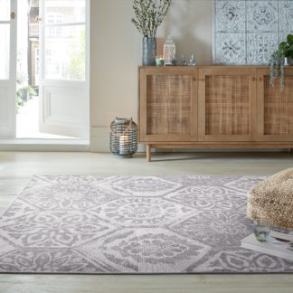 An Image of PractiRug Celeste Tile Washable Rug Natural