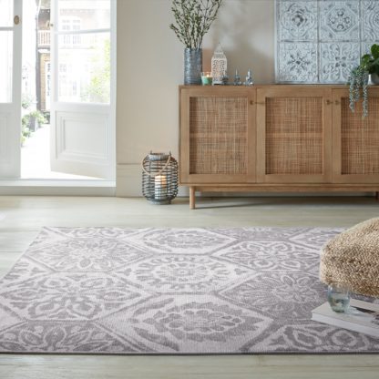 An Image of PractiRug Celeste Tile Washable Rug Natural