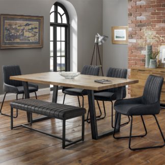 An Image of Brooklyn Rectangular Dining Table with 1 Soho Bench with 4 Soho Chairs Oak