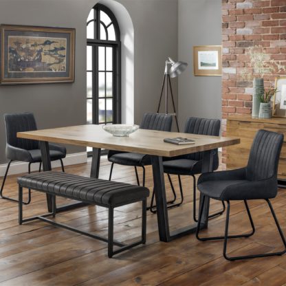 An Image of Brooklyn Rectangular Dining Table with 1 Soho Bench with 4 Soho Chairs Oak