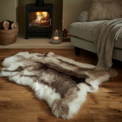 An Image of Reindeer Faux Fur Rug Natural