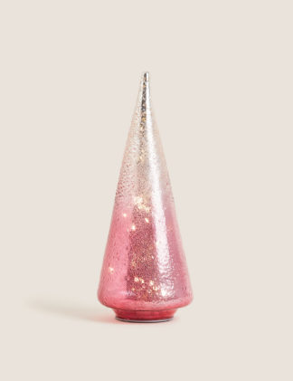 An Image of M&S Large Light Up Glass Tree Decoration