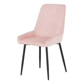 An Image of Avery Set of 2 Dining Chairs Pink Velvet Baby Pink
