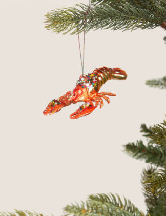 An Image of M&S Glass Hanging Lobster Decoration