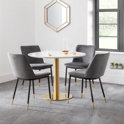 An Image of Palermo Round Dining Set with 4 Delaunay Chairs Mustard