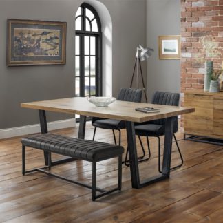 An Image of Brooklyn Rectangular Dining Table with 1 Soho Bench with 2 Soho Chairs Oak