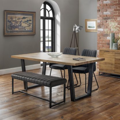 An Image of Brooklyn Rectangular Dining Table with 1 Soho Bench with 2 Soho Chairs Oak