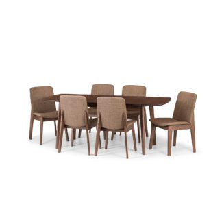 An Image of Kensington Extendable Dining Table with 6 Chairs Walnut (Brown)