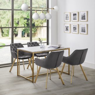 An Image of Scala Rectangular Dining Table Gold Gold