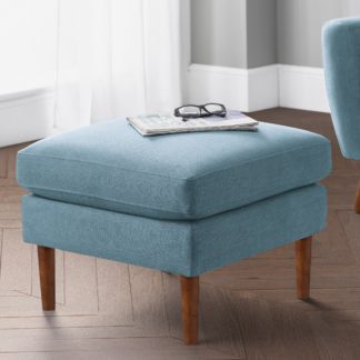 An Image of Monza Linen Footstool Blue Blue