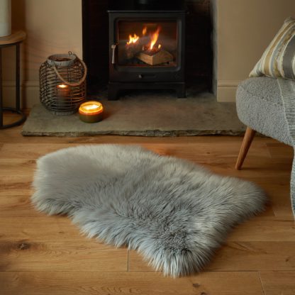 An Image of Tipped Faux Fur Pelt Rug Blue