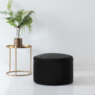 An Image of Eliza Velvet Black Pouffe Black