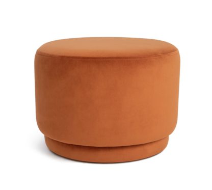 An Image of Habitat Velvet Footstool - Orange