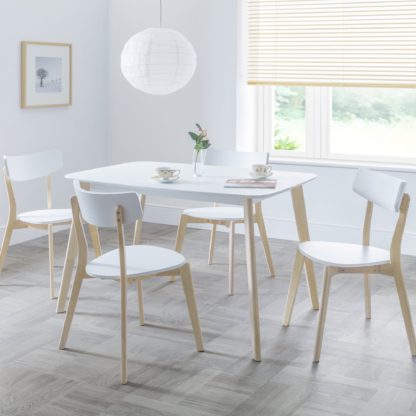 An Image of Casa Rectangular Dining Table with 4 Dining Chairs White