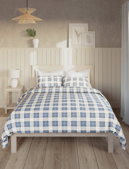 An Image of M&S Pure Cotton Checked Bedding Set