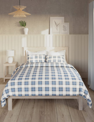 An Image of M&S Pure Cotton Checked Bedding Set