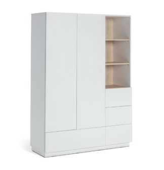 An Image of Habitat Skandi 2 Door 4 Drawer Open Wardrobe - White