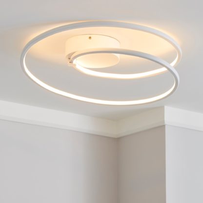 An Image of Menton Integrated LED Swirl White Semi-Flush Ceiling Fitting White