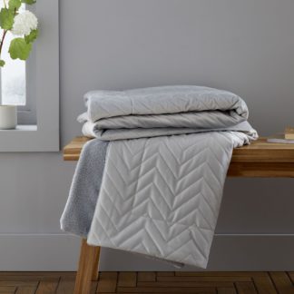 An Image of Catherine Lansfield So Soft Velvet Touch Silver Zig Zag Pinsonic Throw Silver