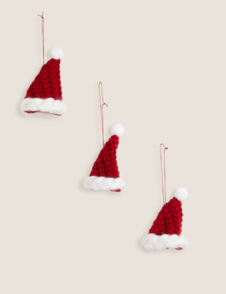 An Image of M&S 3 Pack Hanging Santa Hat Decorations