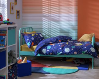 An Image of Habitat Kids Jett Single Metal Bed Frame & Mattress - Teal