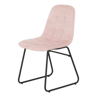 An Image of Lukas Set of 2 Dining Chairs Pink Velvet Baby Pink