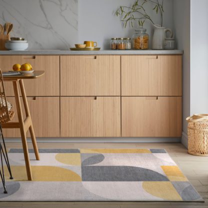 An Image of PractiRug Bergen Geo Washable Rug Ochre