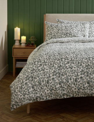 An Image of M&S Pure Brushed Cotton Oak Leaf Bedding Set