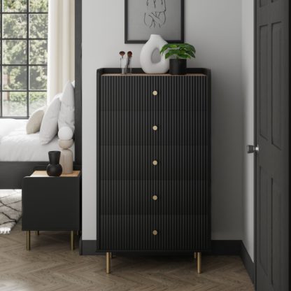 An Image of Georgi 5 Drawer Chest Black Black