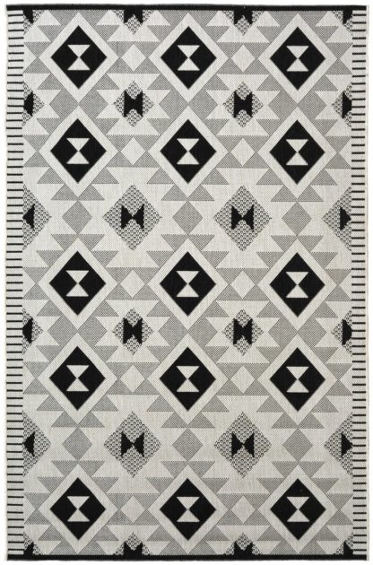 An Image of Indoor Outdoor Chequerboard Mono Rug - 120X170 cm