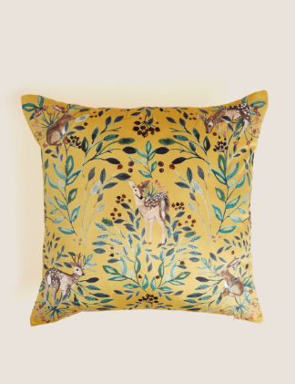 An Image of M&S Velvet Deer Embroidered Cushion