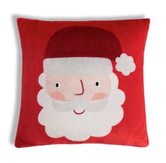An Image of Argos Home Santa Printed Fleece Cushion - Multi - 43X43cm