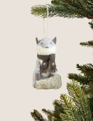 An Image of M&S Hanging Snow Fox Decoration