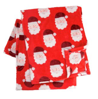 An Image of Argos Home Santa Printed Fleece Throw - Multi - 125X150cm