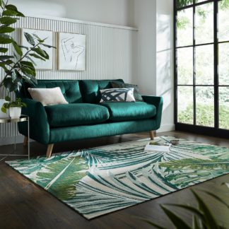 An Image of Jungle Palm Chenille Rug Jungle Palm Cream