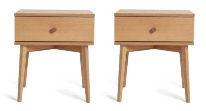 An Image of Habitat Kirk 2 Bedside Table Set - Oak