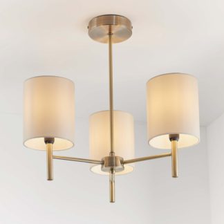 An Image of Kari 3 Light Semi Flush Ceiling Light - Brass