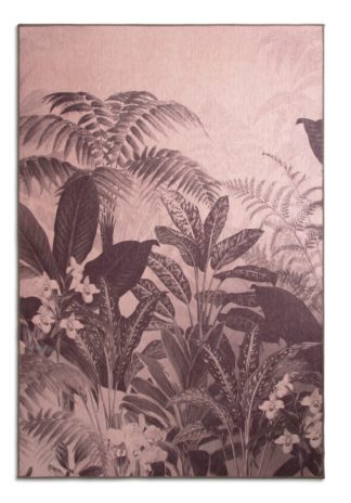 An Image of Habitat Floral Print Velvet Rug - Blush Pink - 120X170cm