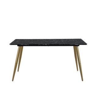 An Image of Kendall Faux Marble Rectangle Dining Table Black