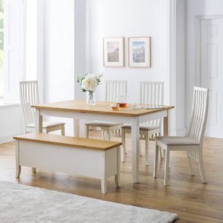 An Image of Davenport Rectangular Dining Table with 1 Bench with 4 Vermont Chairs Ivory