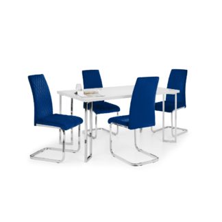 An Image of Manhattan Rectangular Dining Set with 4 Calabria Chairs Blue