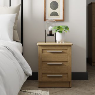 An Image of Toby 3 Drawer Bedside Oak Oak