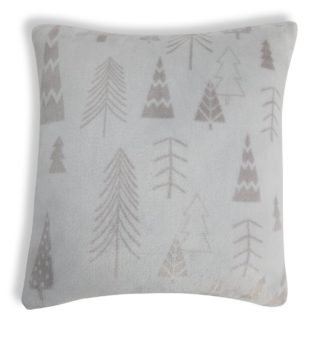 An Image of Argos Home Tree Fleece Skandi Cushion - Grey - 43X43cm