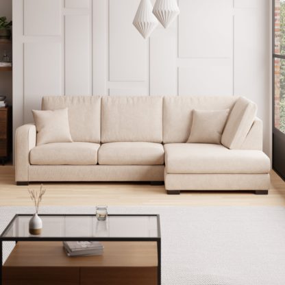 An Image of Carson Soft Texture Right Hand Facing Corner Chaise Grey