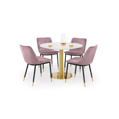 An Image of Palermo Round Dining Set with 4 Delaunay Chairs Mustard